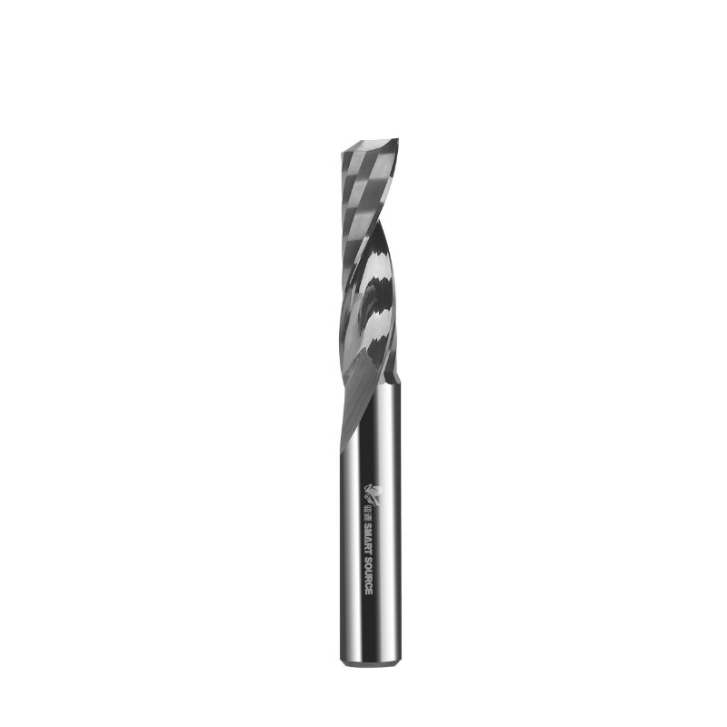 CNC router cutting process with single flute end mill